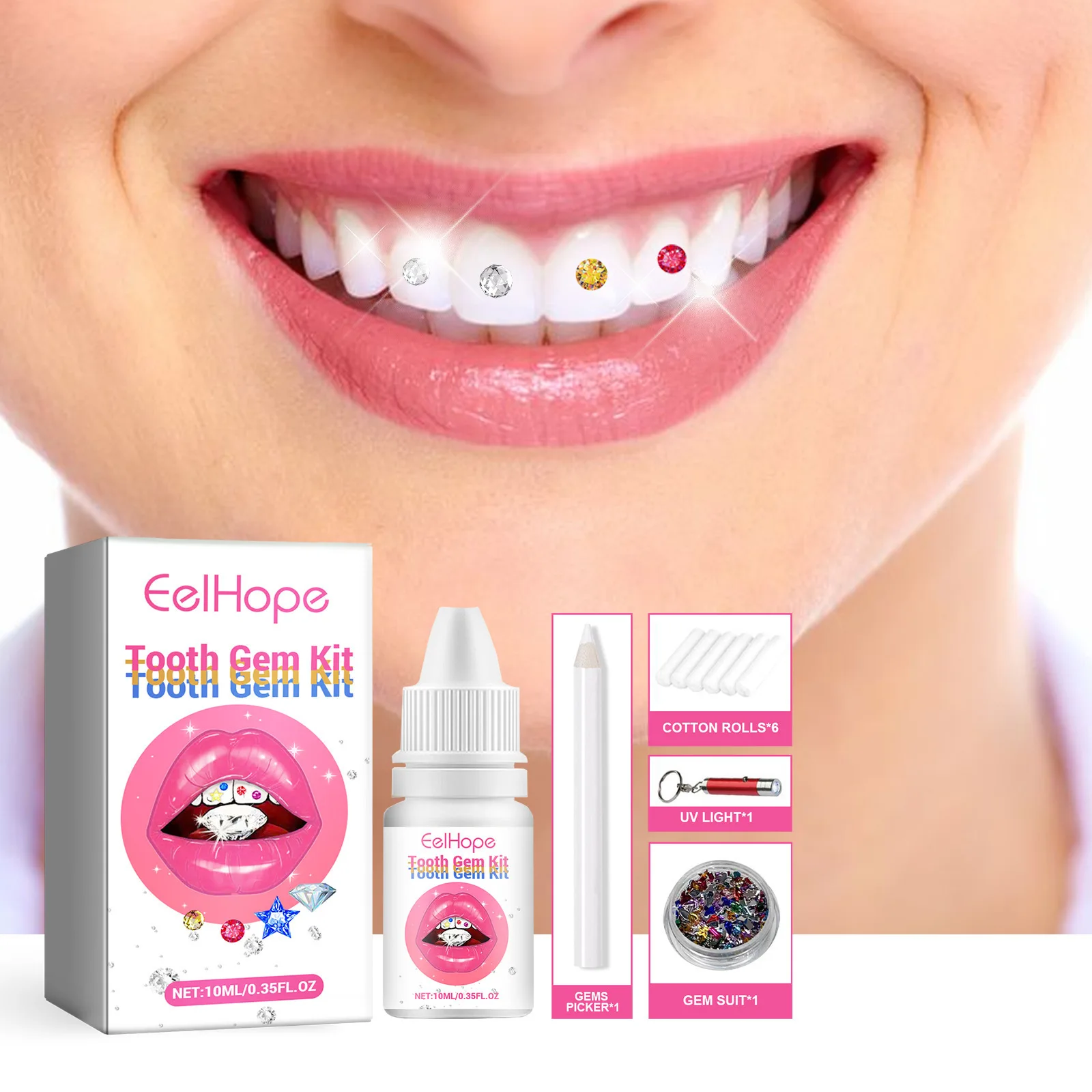 Tooth Jewelry Kit DIY Clear Pr - Teeth Whitening Kit With Light review and price