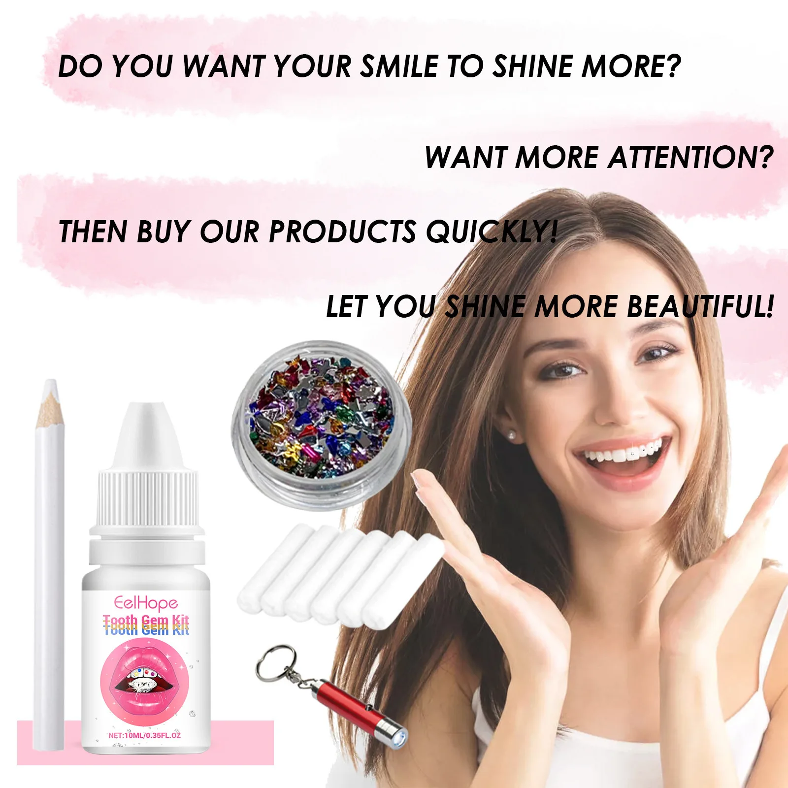 Tooth Jewelry Kit DIY Clear Pr - Teeth Whitening Kit With Light review and price
