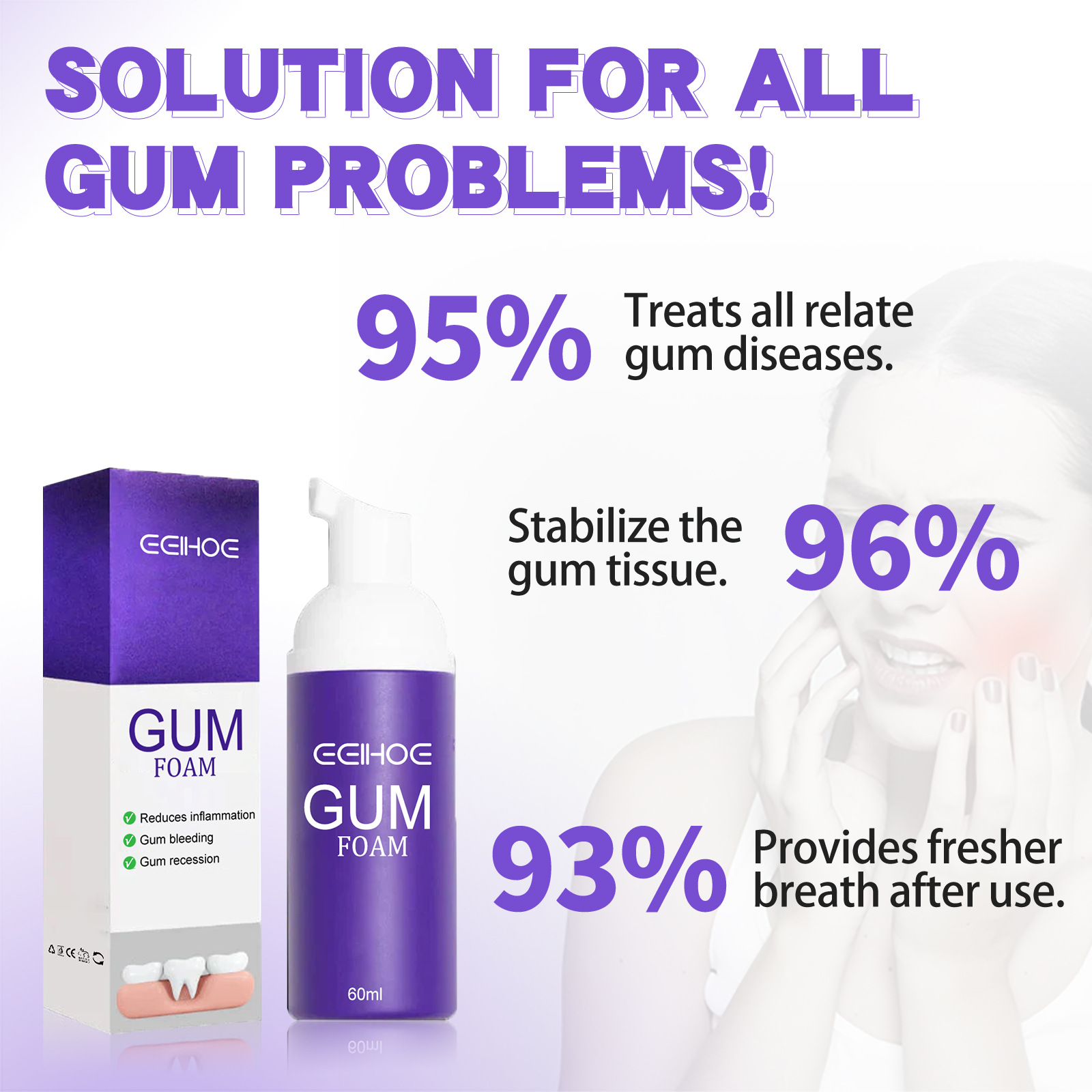60ml Teeth Whitening Mousse V3 - Teeth Whitening Yellow Teeth review and price